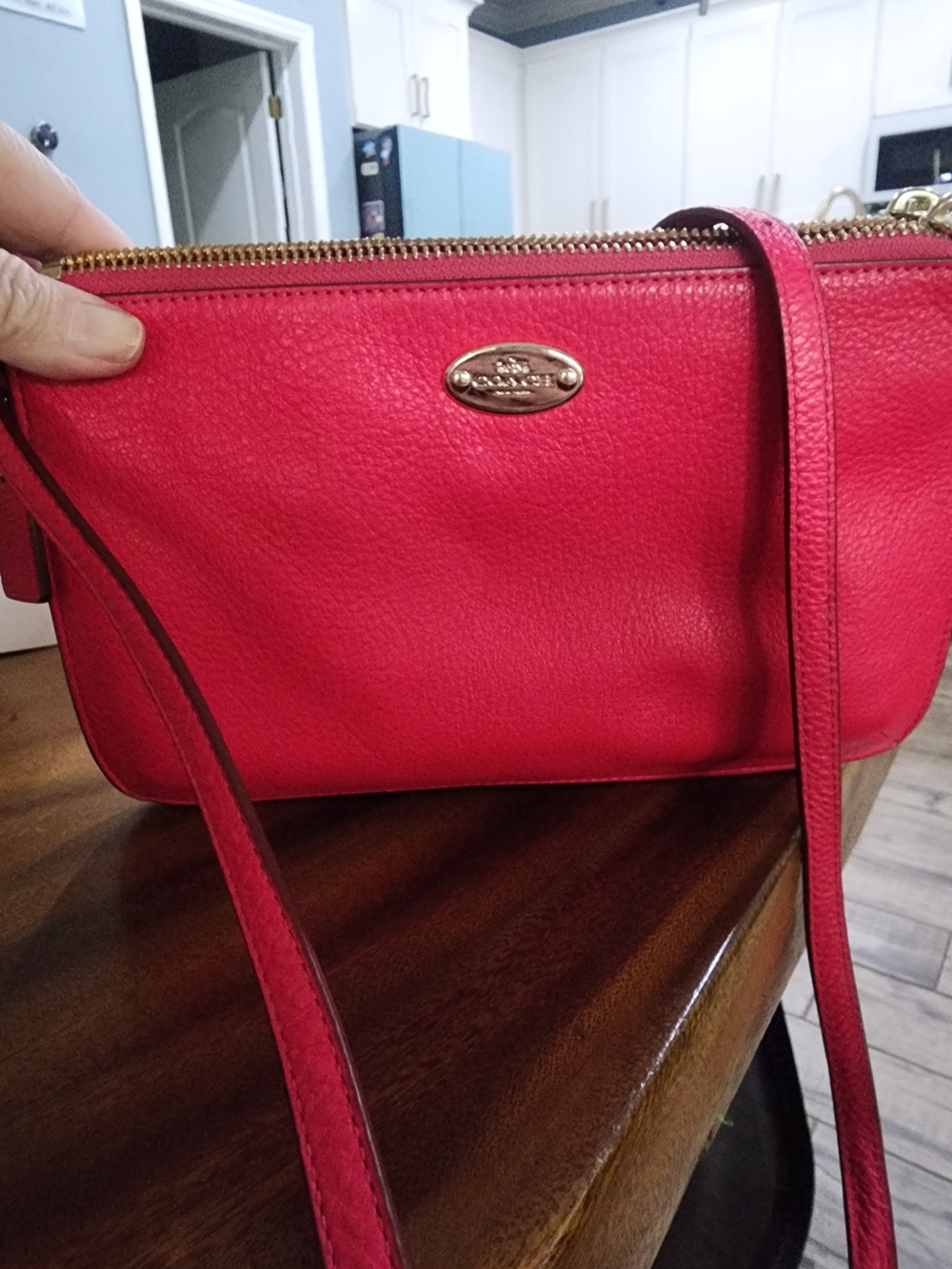 Coach Pebbled Leather Crossbody in Hot Pink with Gold Hardware